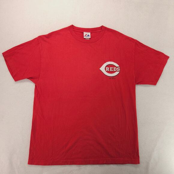 Majestic Cincinnati Reds Short Sleeve Graphic Football T Shirt Mens Size XL Red - Picture 2 of 9